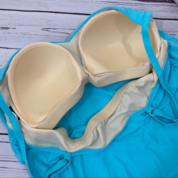 Aqua Green Tiered Tankini Top Plus Size - Picture 5 of 7